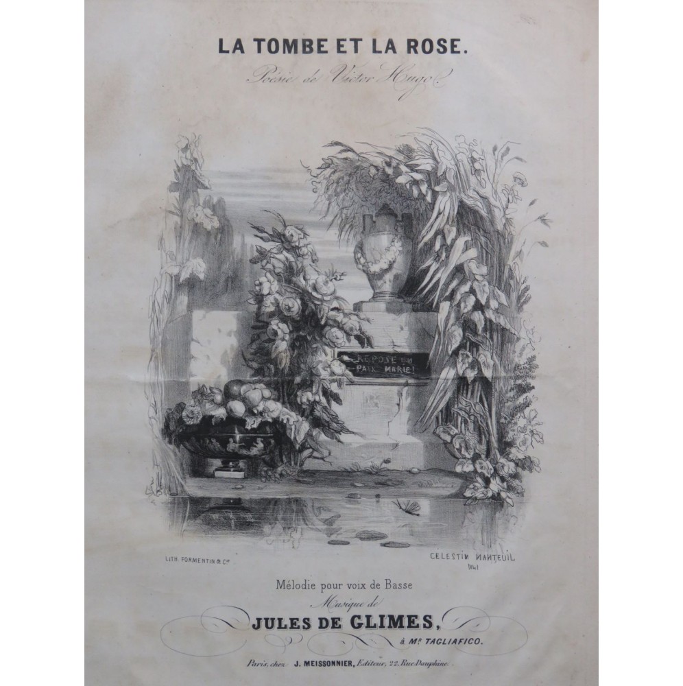 DE GLIMES Jules La Tombe et la Rose Chant Piano 1841
