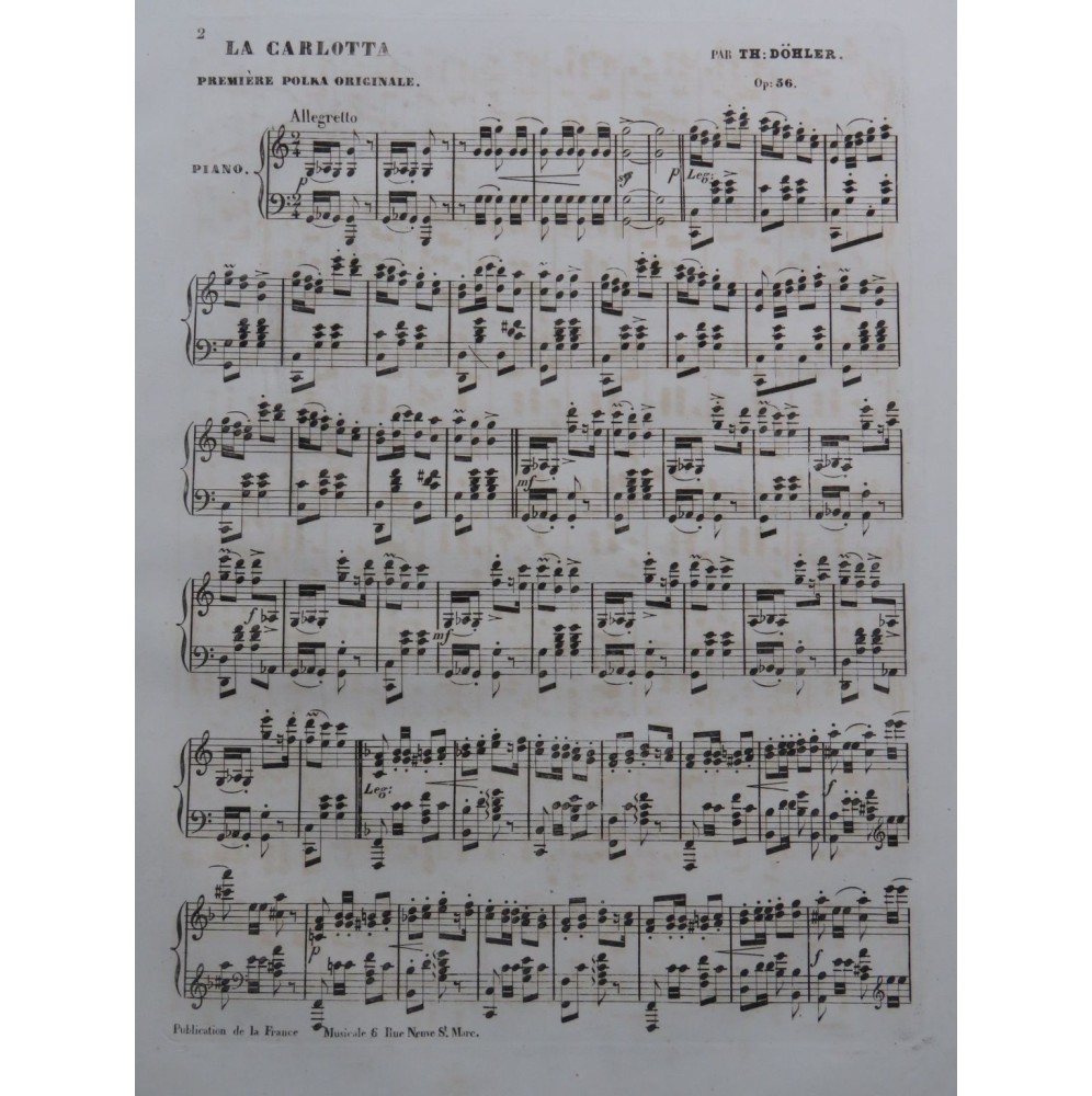 DÖHLER Théodore La Carlotta op 36 Piano ca1845