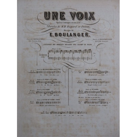 BOULANGER Ernest Une Voix No 6 Chant Piano 1845
