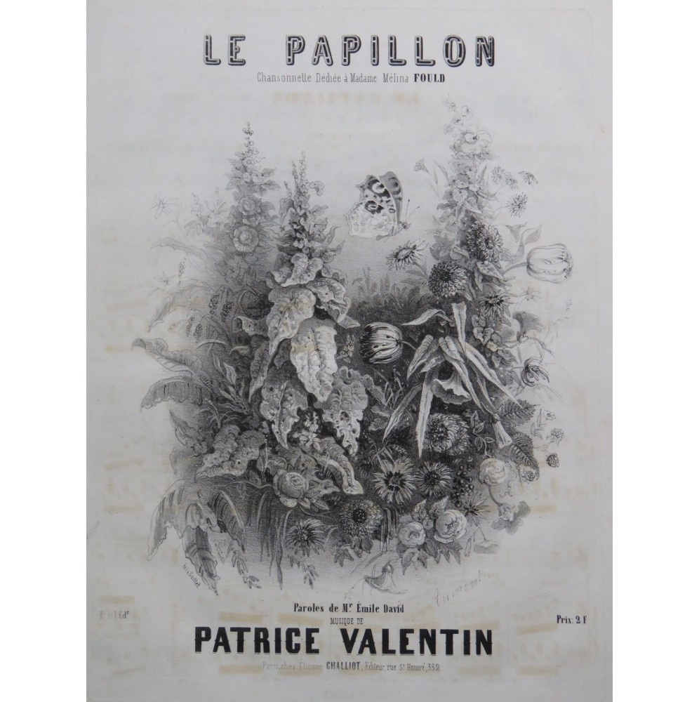 VALENTIN Patrice Le Papillon Chant Piano ca1850