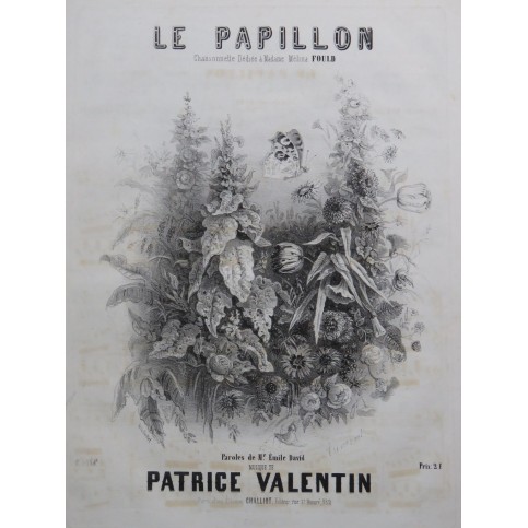 VALENTIN Patrice Le Papillon Chant Piano ca1850