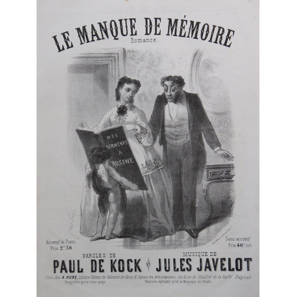 JAVELOT Jules Le Manque de Mémoire Chant Piano ca1850