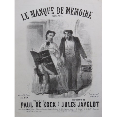 JAVELOT Jules Le Manque de Mémoire Chant Piano ca1850