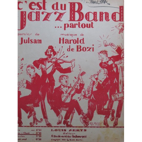 DE BOZI Harold Jazz Band... Partout ! Chant Piano 1920