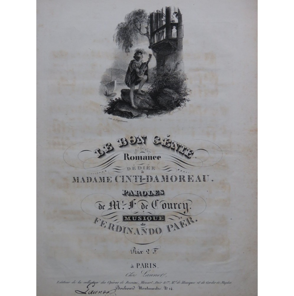 PAER Ferdinando Le Bon Génie Chant Piano ca1830
