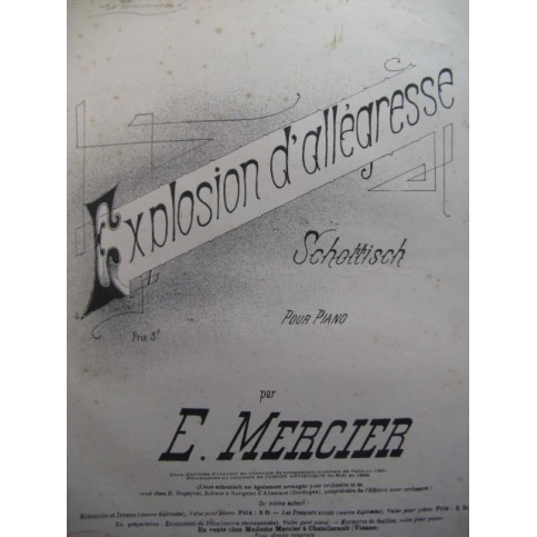 MERCIER E. Explosion d'allégresse Piano 1892