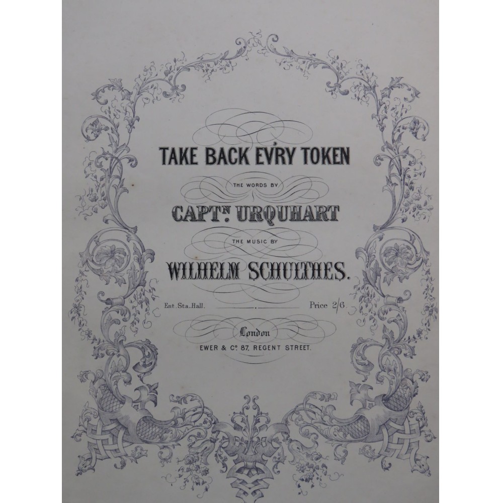 SCHULTHES Wilhelm Take Back Evry Token Chant Piano XIXe siècle