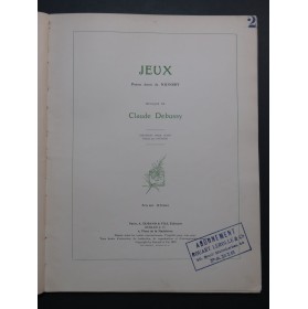 DEBUSSY Claude Jeux Piano 1913