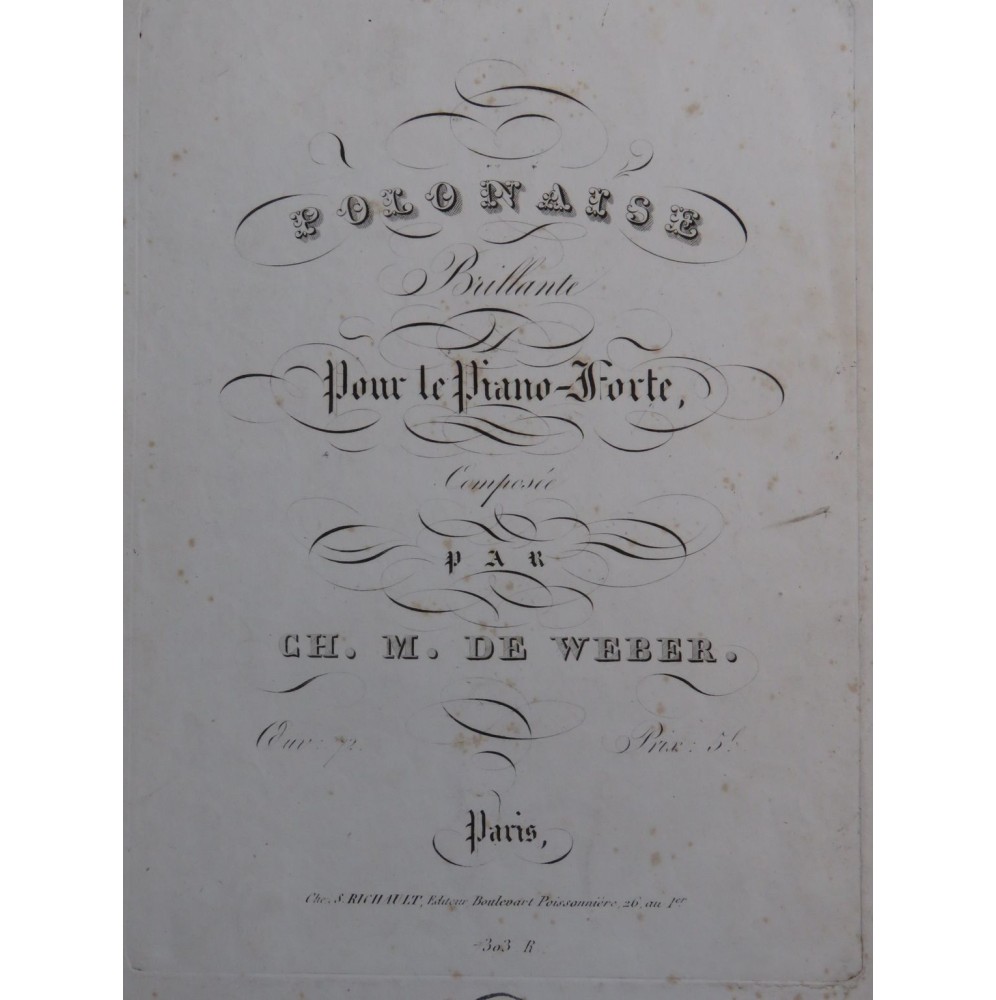 WEBER Polonaise Brillante op 72 Piano ca1845