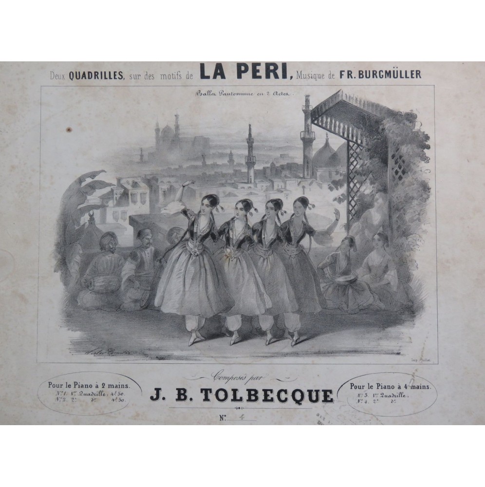 TOLBECQUE J. B. La Péri Burgmüller Quadrille No 2 Piano 4 mains ca1845