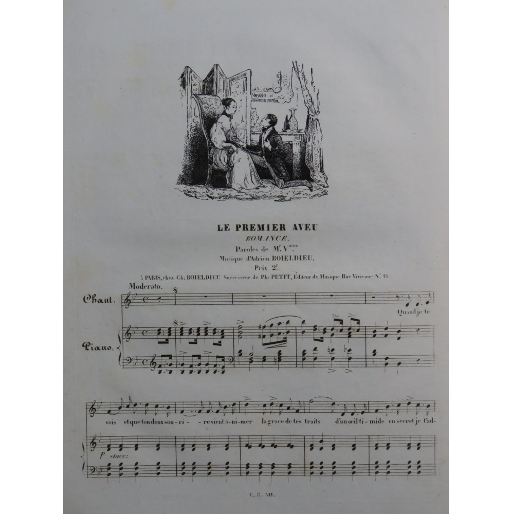 BOIELDIEU Adrien Le premier Aveu Chant Piano ca1830