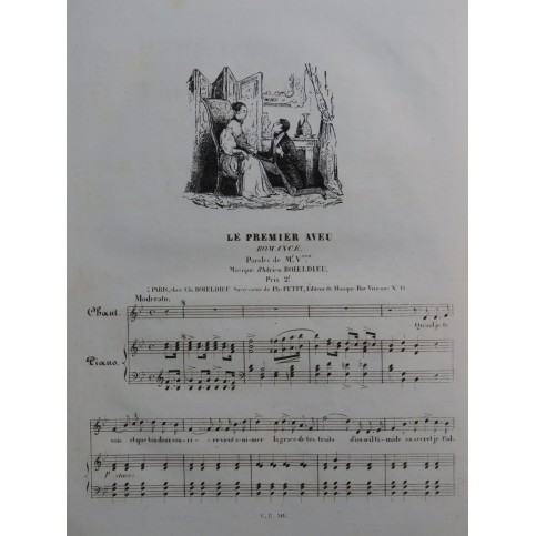 BOIELDIEU Adrien Le premier Aveu Chant Piano ca1830