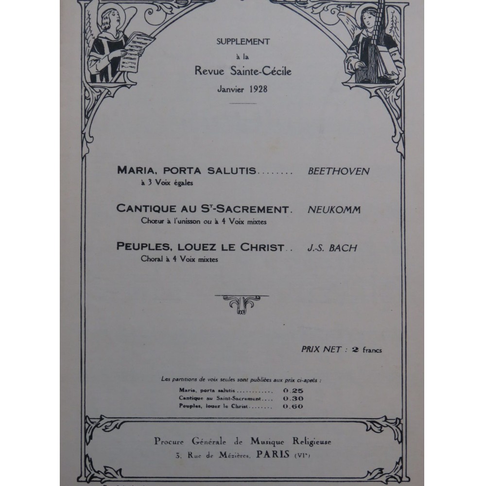 Revue Sainte-Cécile Janvier 1928 Chant Orgue