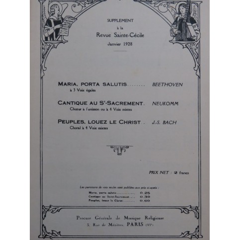 Revue Sainte-Cécile Janvier 1928 Chant Orgue