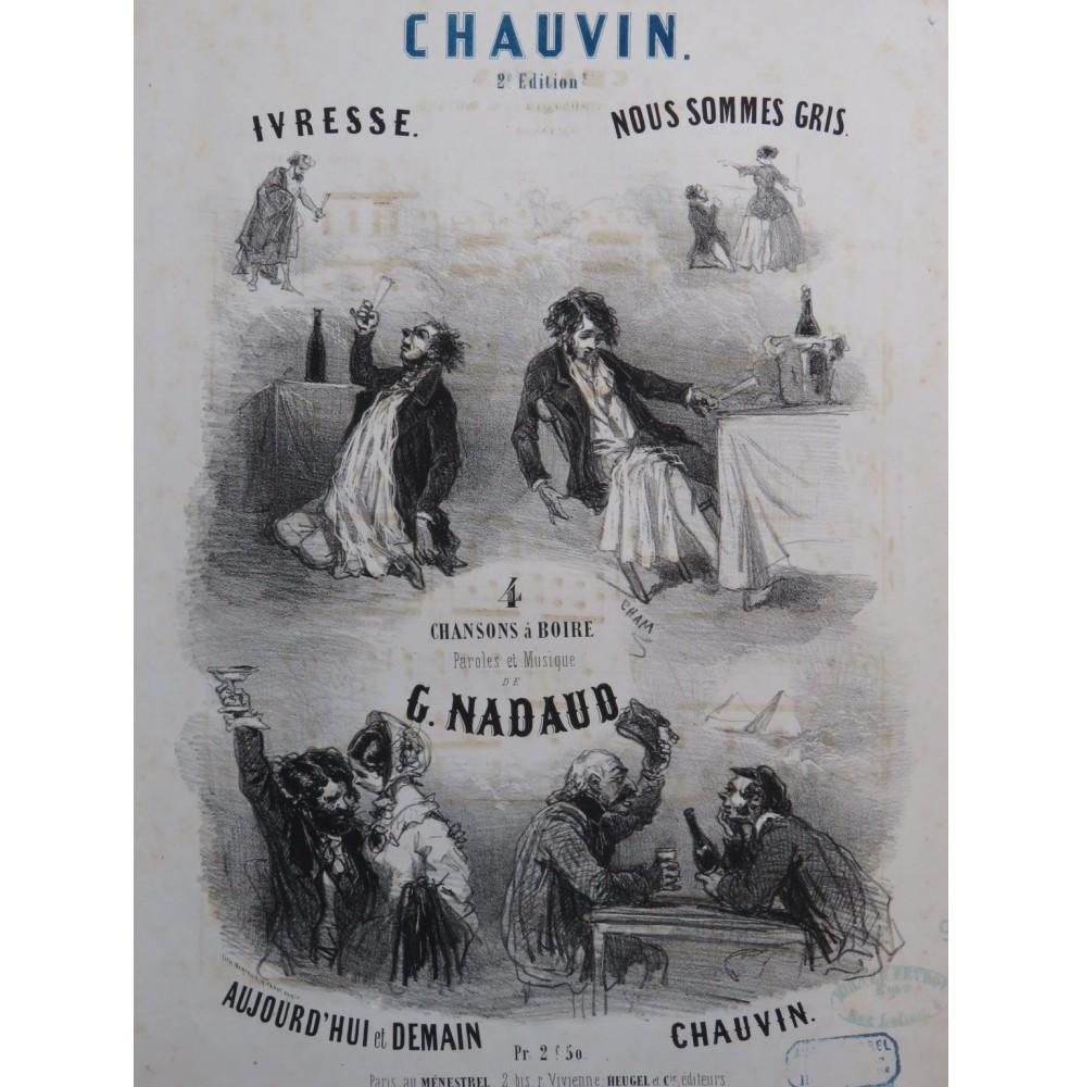 NADAUD Gustave Chauvin Chanson à boire Chant Piano ca1850