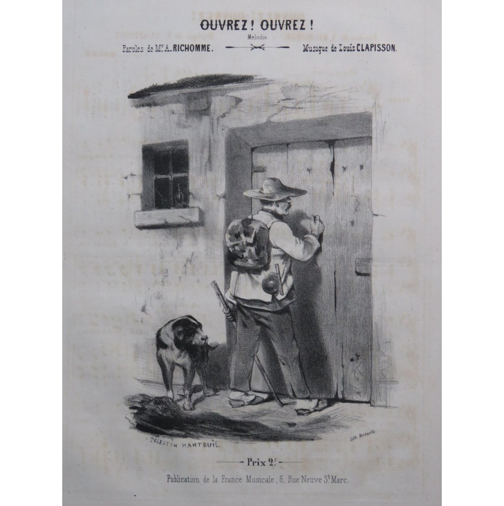CLAPISSON Louis Ouvrez ! Ouvrez ! Chant Piano ca1840