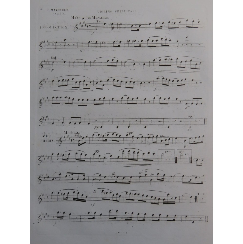 MAYSEDER Joseph Air Varié op 40 Violon Principal ca1830