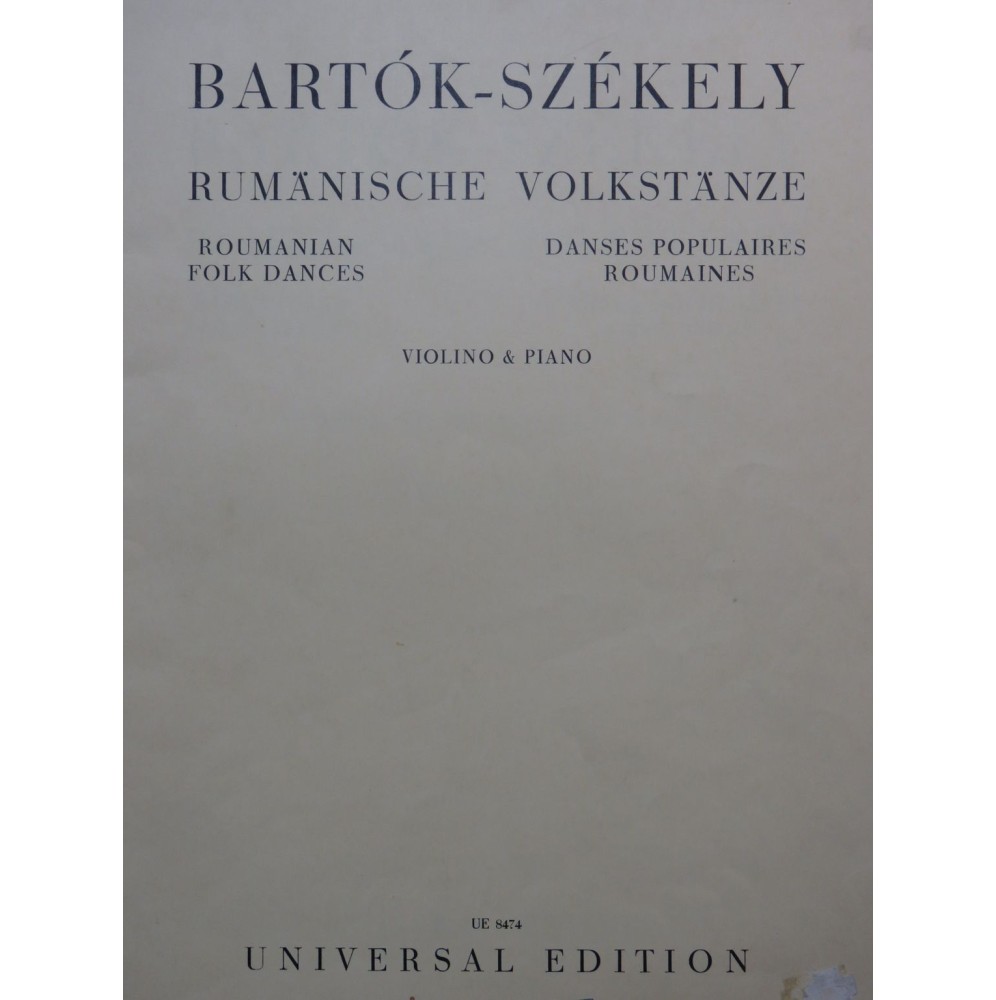 BARTOK Béla Rumänische Volkstänze Piano Violon 1953