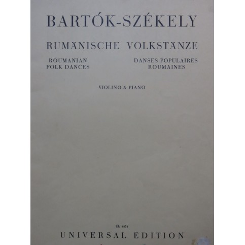 BARTOK Béla Rumänische Volkstänze Piano Violon 1953