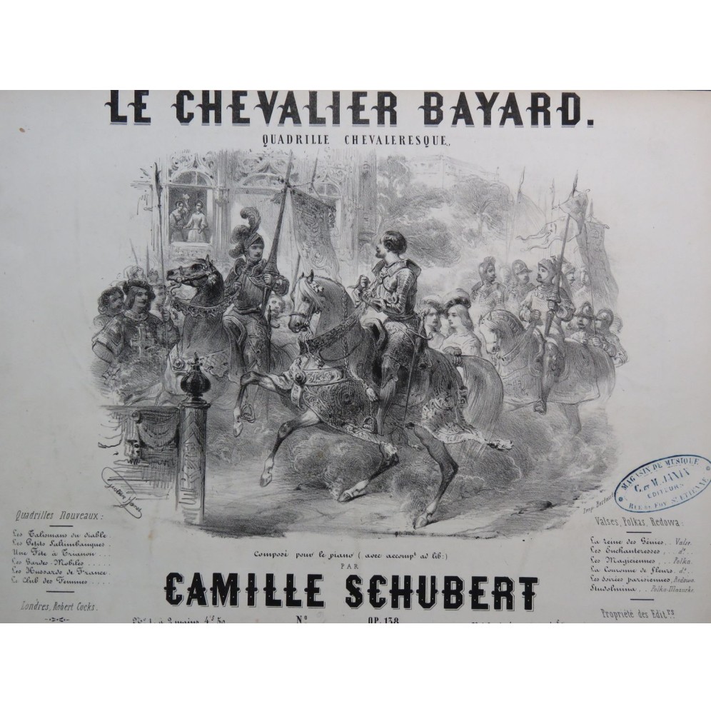 SCHUBERT Camille Le Chevalier Bayard Piano 4 mains ca1850