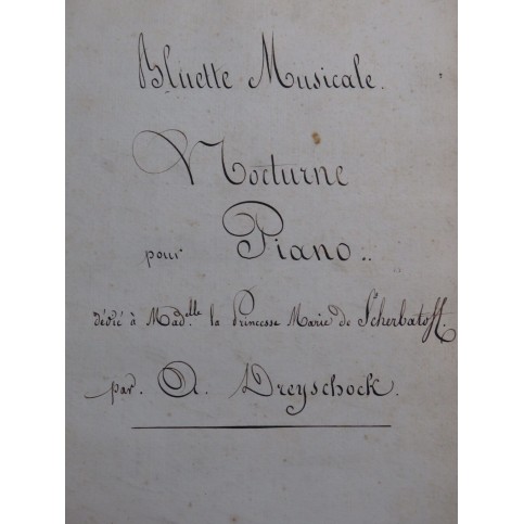 DREYSCHOCK Alexander Bluette Musicale Manuscrit Piano XIXe