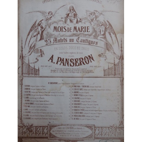 PANSERON Auguste Pour vos Bienfaits Chant Orgue Alexandre ca1860