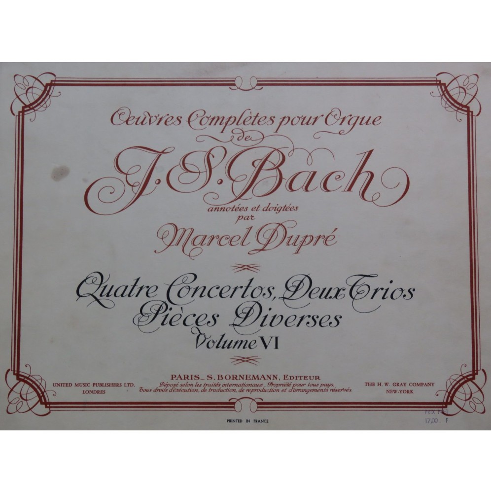 BACH J. S. Oeuvres Complètes Volume 6 Orgue