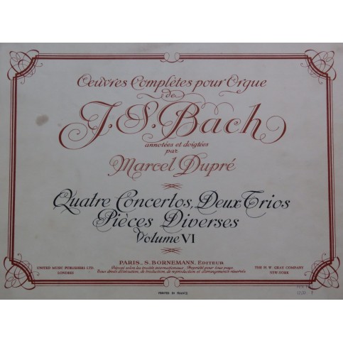 BACH J. S. Oeuvres Complètes Volume 6 Orgue