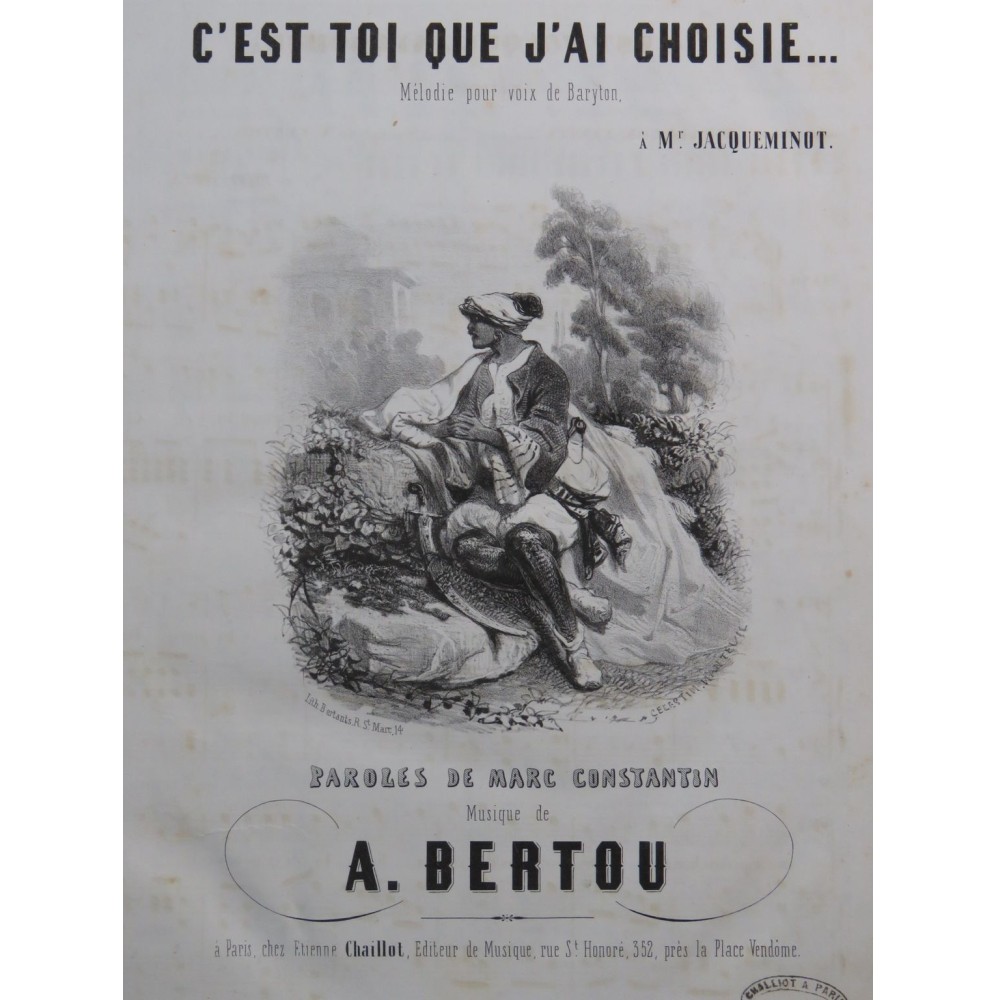 BERTOU A. C'est toi que j'ai choisie Chant Piano ca1850