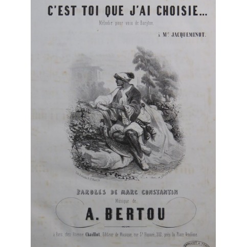 BERTOU A. C'est toi que j'ai choisie Chant Piano ca1850