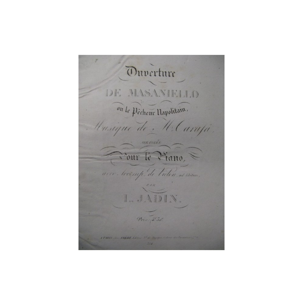 JADIN L. Le Pecheur Napolitain Carafa Piano ca1820