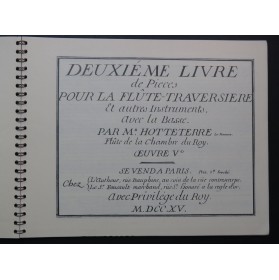 HOTTETERRE Jacques Premier Livre Flûte Traversière 1982