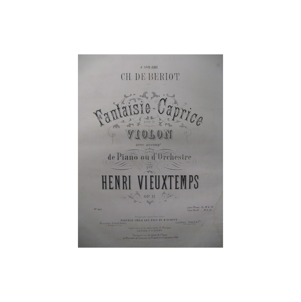 VIEUXTEMPS Henri Fantaisie Violon Piano 1842