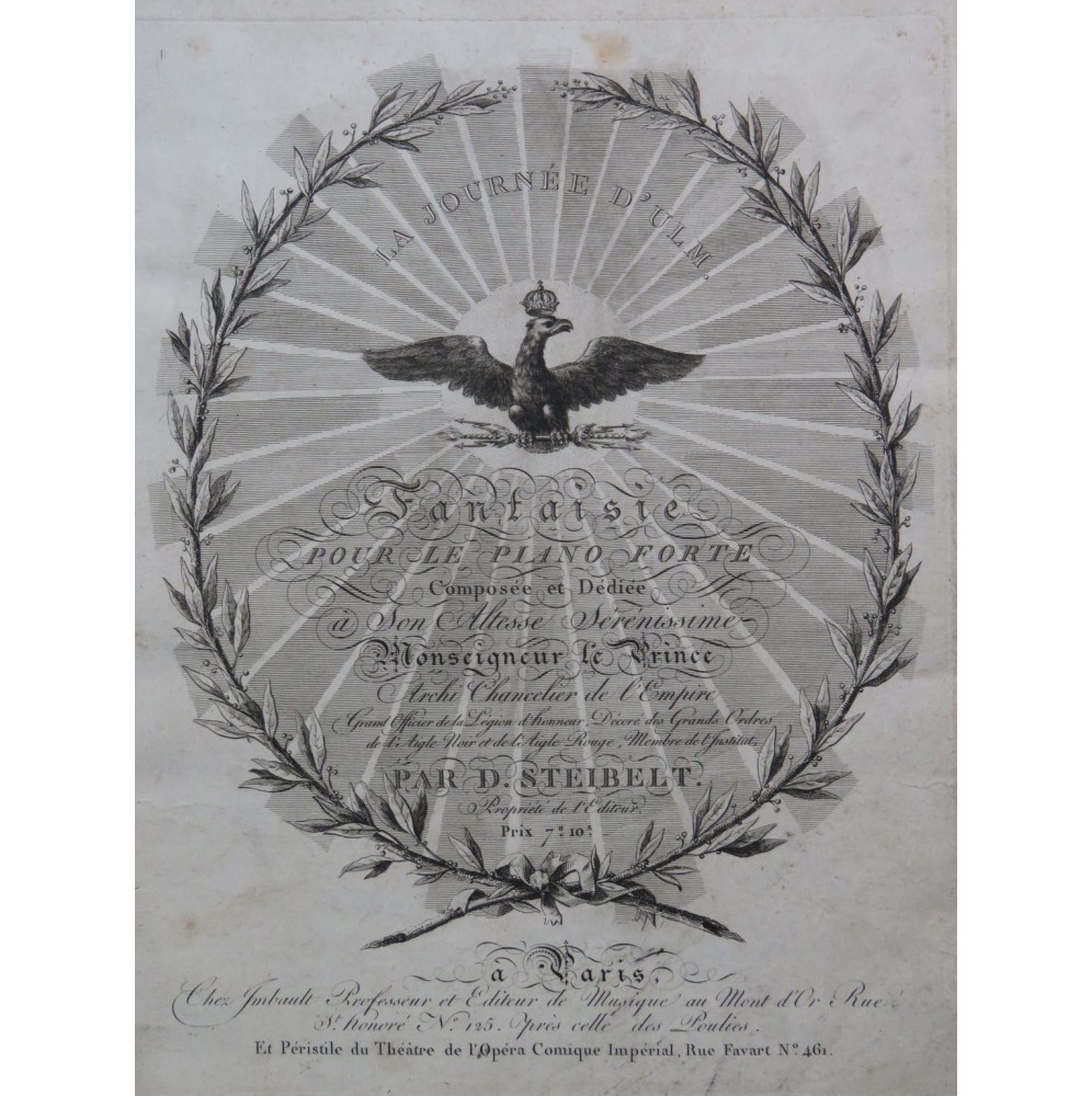 STEIBELT Daniel Fantaisie Une Journée d'Ulm Piano 1805