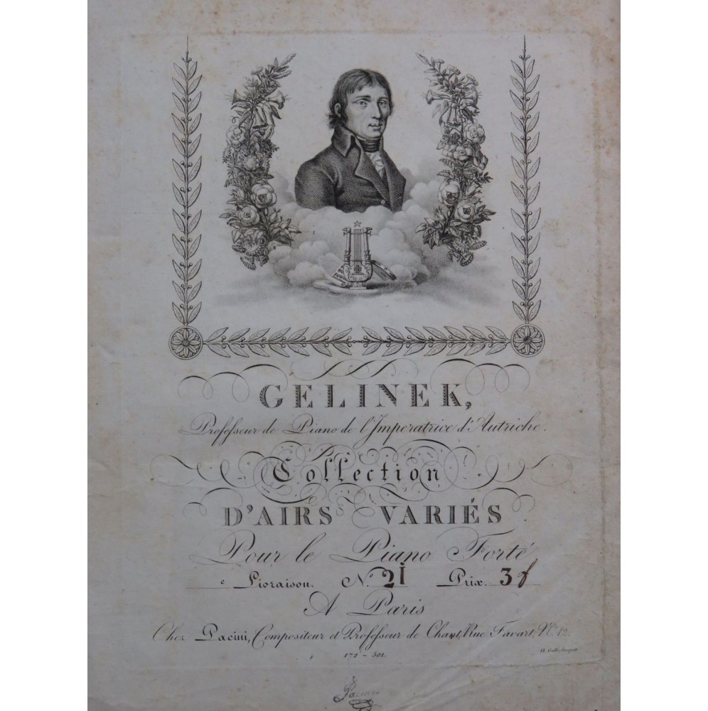 GELINEK Joseph Air des Mystères d'Isis Piano ca1820