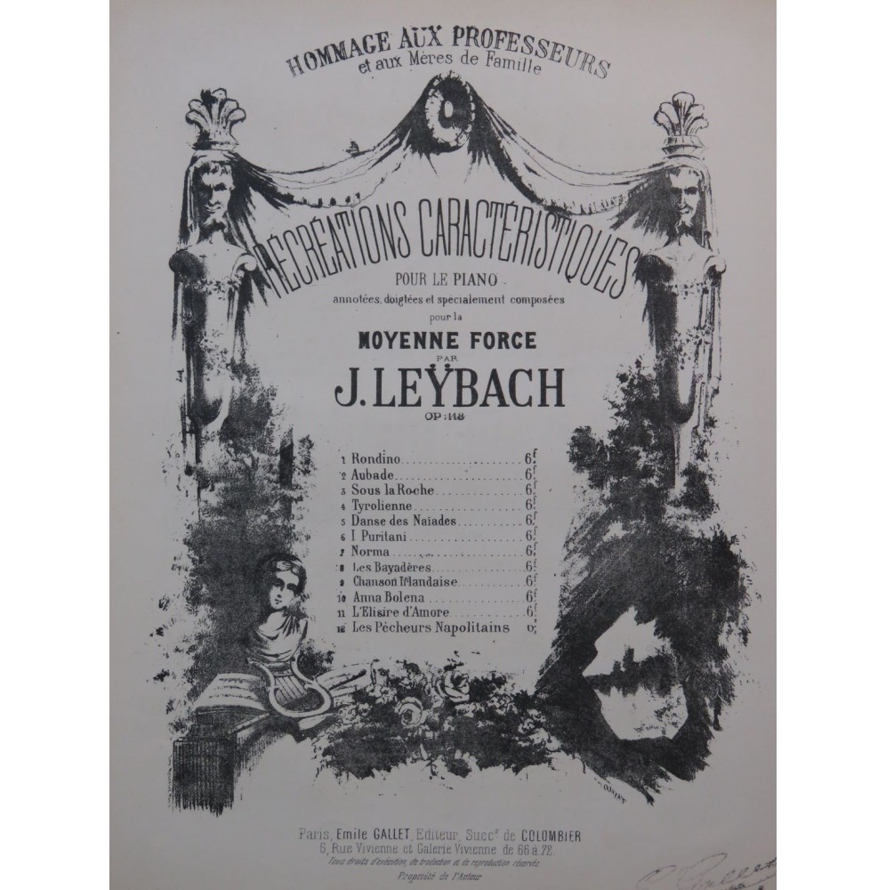 LEYBACH J. I Puritani Divertimento op 118 Piano ca1890
