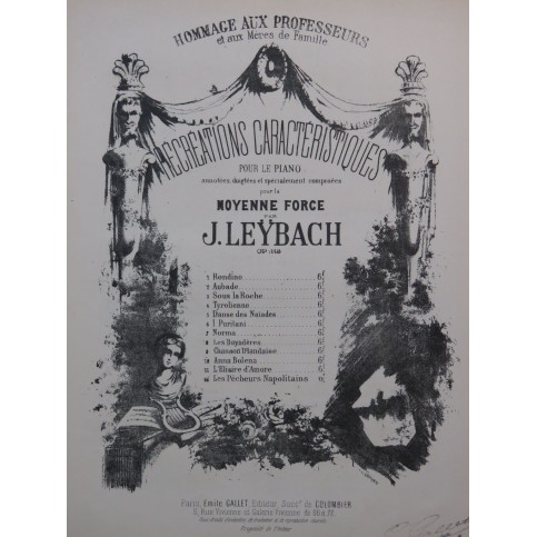 LEYBACH J. I Puritani Divertimento op 118 Piano ca1890