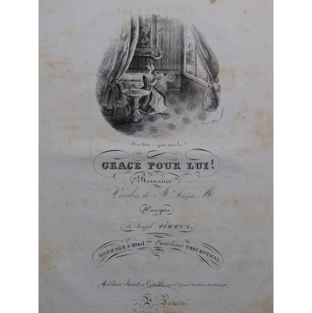 VIMEUX Joseph Grace pour lui ! Chant Piano ou Harpe ca1830