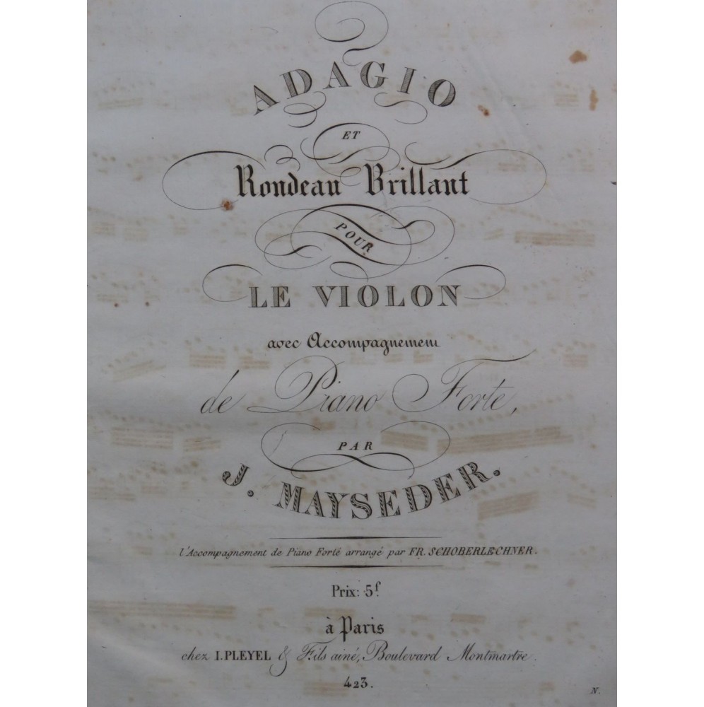 MAYSEDER Joseph Adagio et Rondeau Brillant Violon ca1815