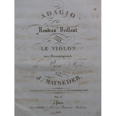 MAYSEDER Joseph Adagio et Rondeau Brillant Violon ca1815