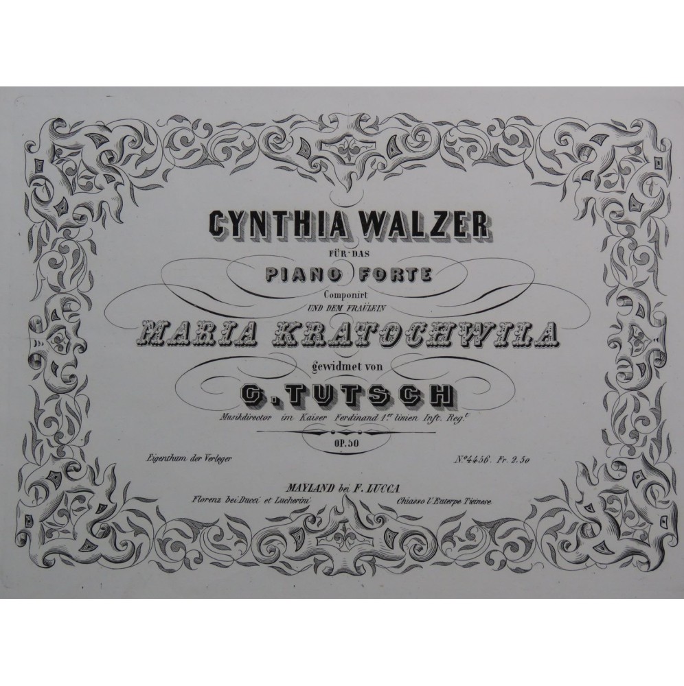 TUTSCH G. Cynthia Walzer op 50 Piano ca1845
