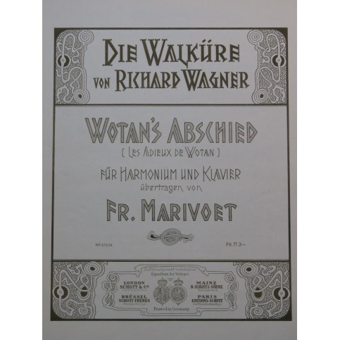 WAGNER Richard Die Walküre Wotan's Abschied Piano Harmonium ca1903