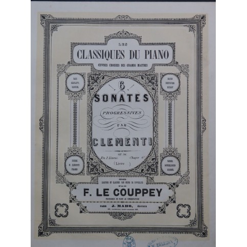 CLEMENTI Muzio Six Sonates Progressives op 36 Piano ca1852