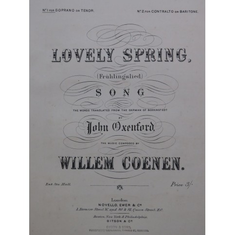 COENEN Willem Lovely Spring Chant Piano ca1870