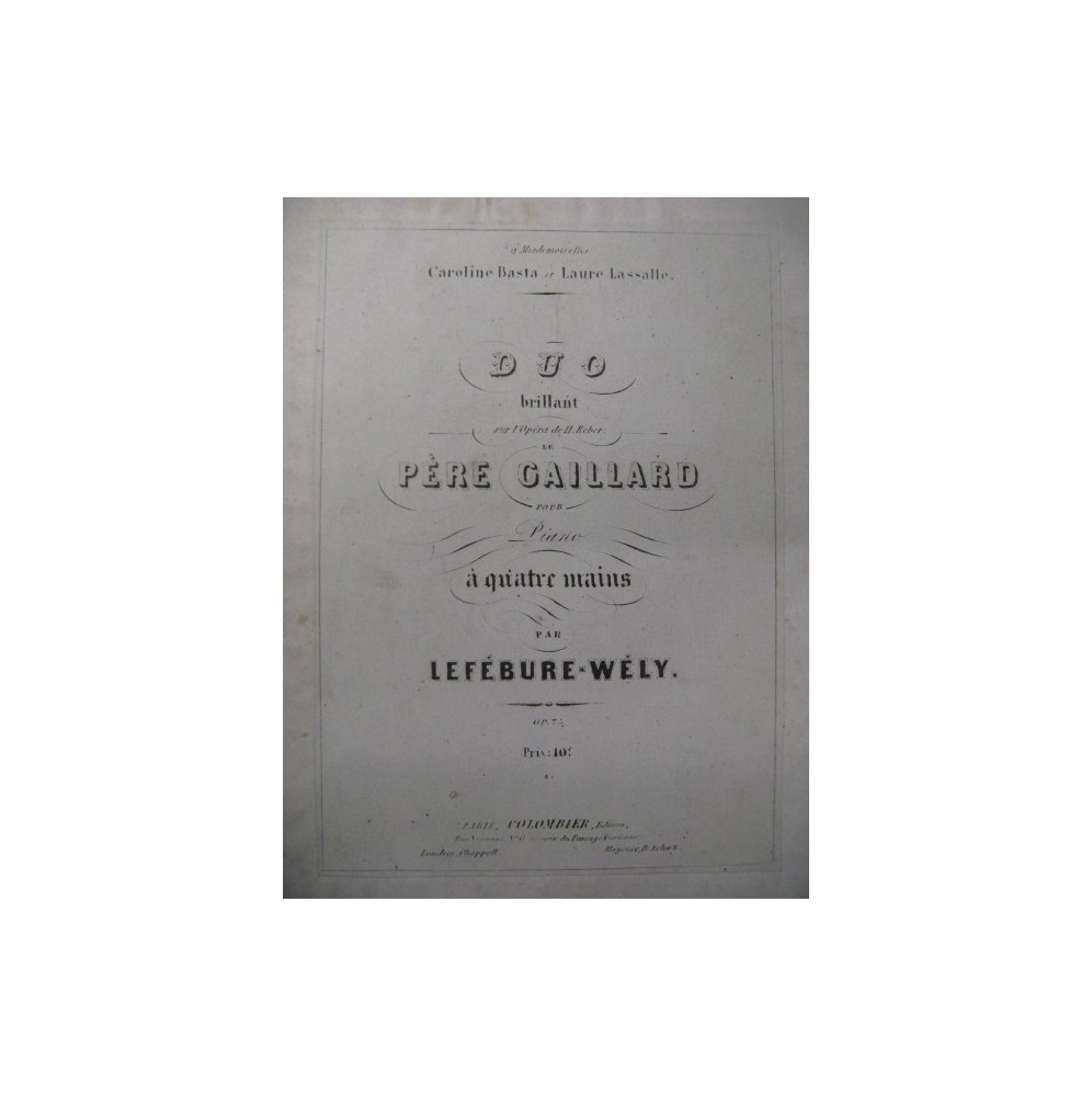 LEFÉBURE-WÉLY Le Père Gaillard Piano 4 Mains ca1850
