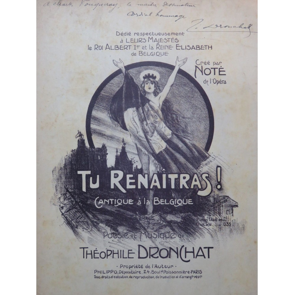 DRONCHAT Théophile Tu Renaitras ! Dédicace Chant Piano 1916