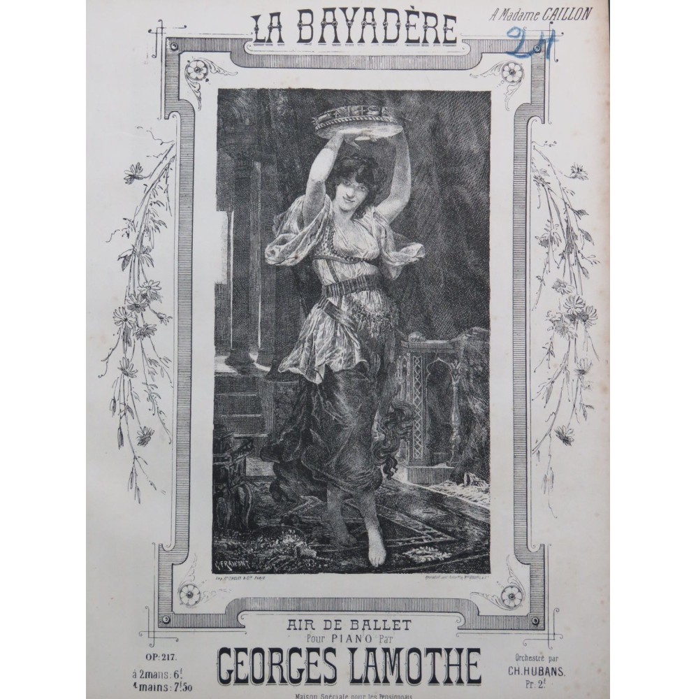 LAMOTHE Georges La Bayadère Air de Ballet op 217 Piano XIXe