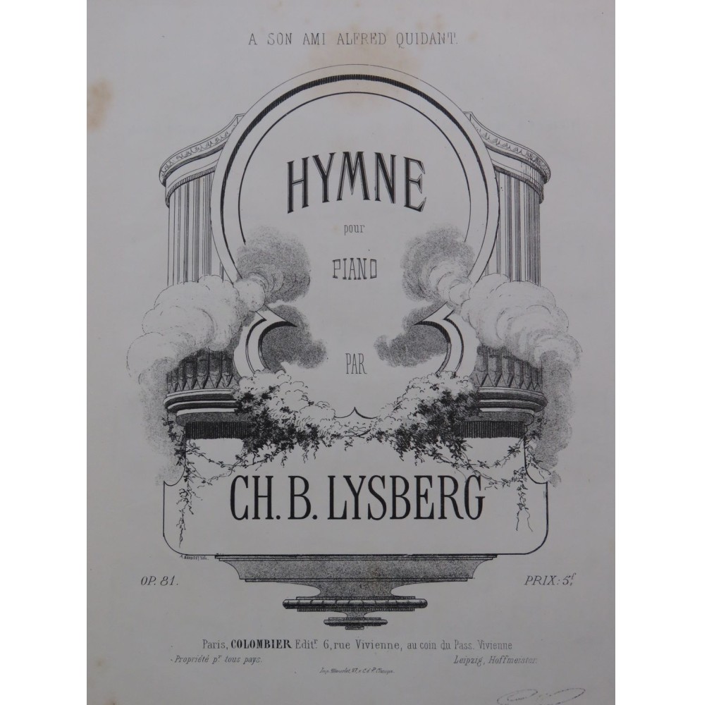 LYSBERG Ch. B. Hymne op 81 Piano ca1861