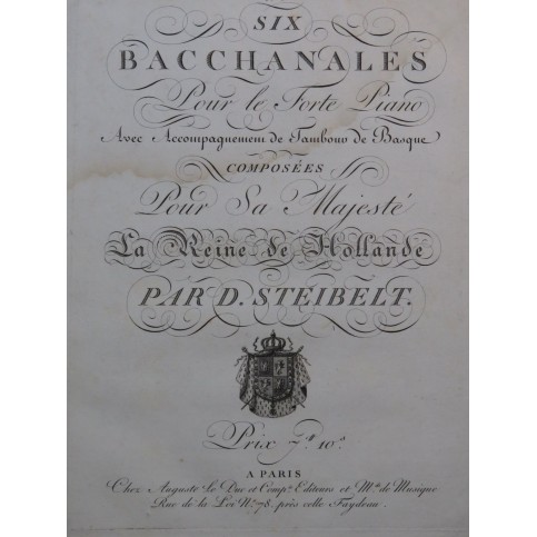 STEIBELT Daniel Six Bacchanales Piano ca1806