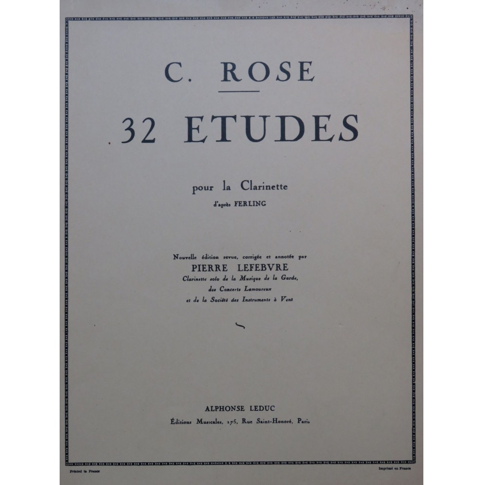 ROSE Cyrille 32 Etudes Clarinette 1962